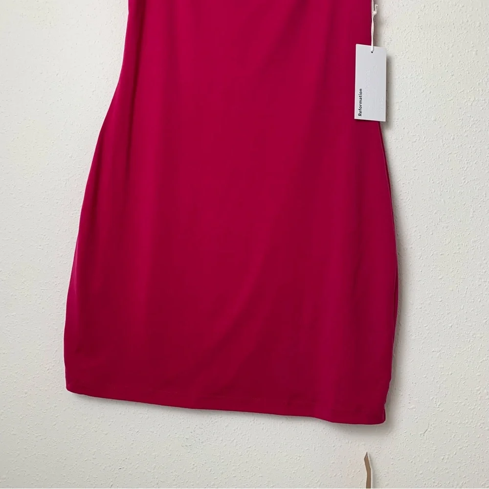 Reformation Becky Hot Pink Mini Bodycon Dress Barbiecore NWT Size Medium - Picture 4 of 10